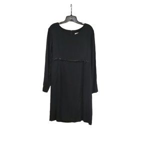 Great Times Vintage Black Long Sleeve Waist Ribbon Tie Up Dress Sz L